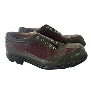 John Fluevog Seventh Heaven‎ Angels Green Burgundy Leather Bowling Shoes 8 READ